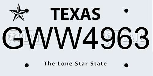 GWW4963 Texas License Plate
