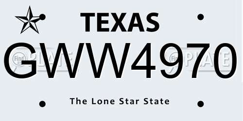 GWW4970 Texas License Plate