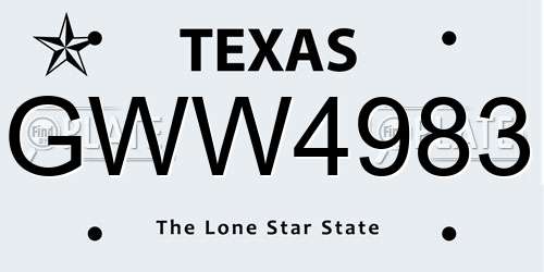 GWW4983 Texas License Plate