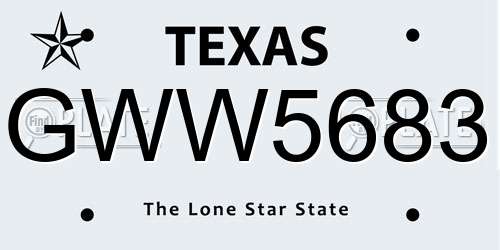 GWW5683 Texas License Plate
