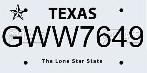 GWW7649 Texas License Plate