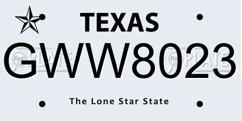 GWW8023 Texas License Plate
