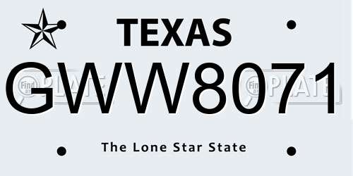 GWW8071 Texas License Plate