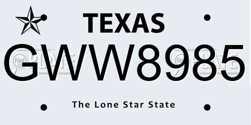 GWW8985 Texas License Plate