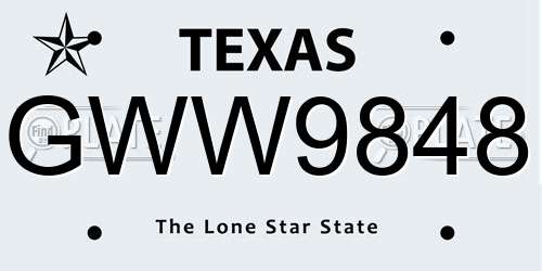 GWW9848 Texas License Plate