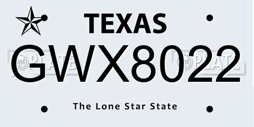 GWX8022 Texas License Plate