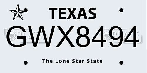 GWX8494 Texas License Plate