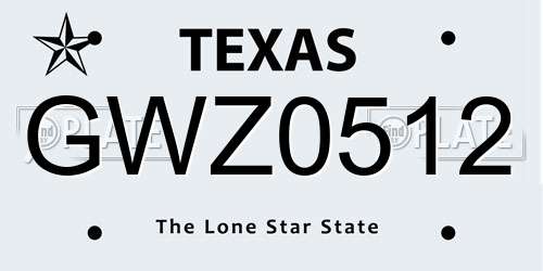 GWZ0512 Texas License Plate
