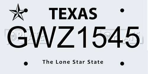 GWZ1545 Texas License Plate