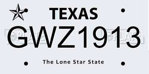 GWZ1913 Texas License Plate