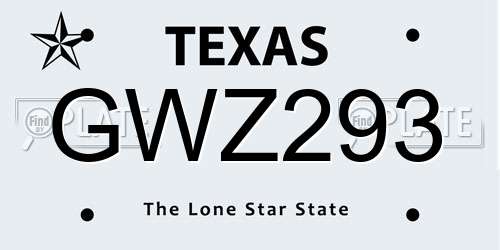 GWZ293 Texas License Plate