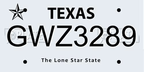 GWZ3289 Texas License Plate