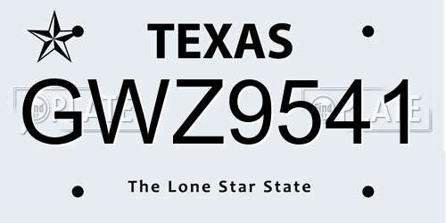 GWZ9541 Texas License Plate