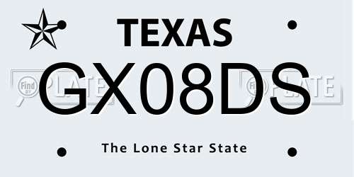 GX08DS Texas License Plate