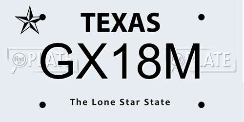 GX18M Texas License Plate