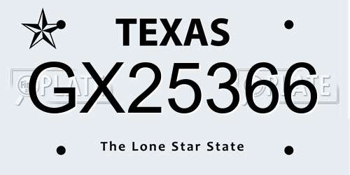 GX25366 Texas License Plate