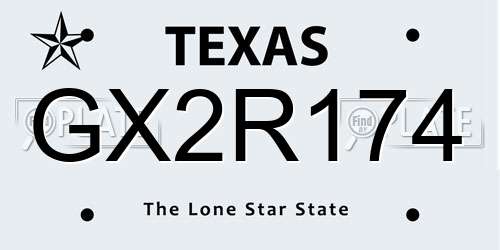 GX2R174 Texas License Plate