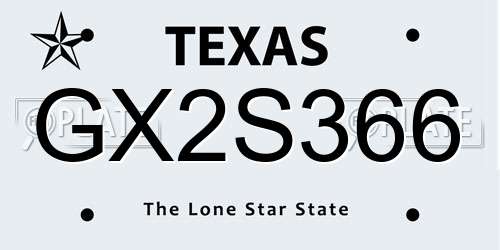 GX2S366 Texas License Plate