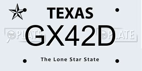 GX42D Texas License Plate