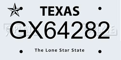 GX64282 Texas License Plate