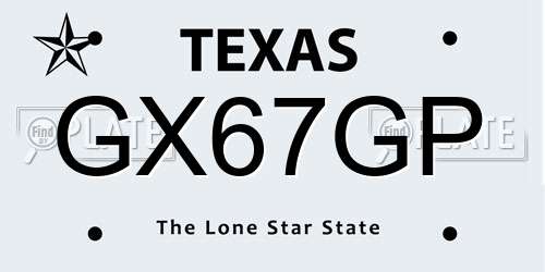 GX67GP Texas License Plate