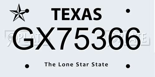 GX75366 Texas License Plate