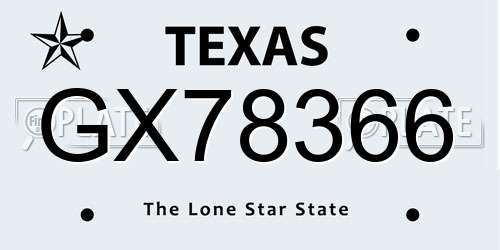 GX78366 Texas License Plate