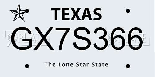 GX7S366 Texas License Plate