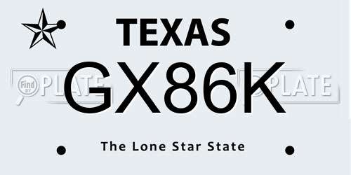 GX86K Texas License Plate