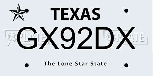GX92DX Texas License Plate