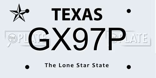 GX97P Texas License Plate