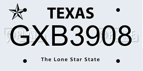 GXB3908 Texas License Plate