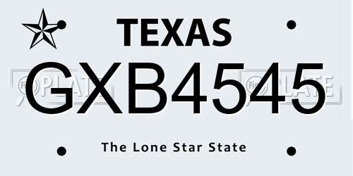 GXB4545 Texas License Plate