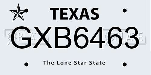 GXB6463 Texas License Plate
