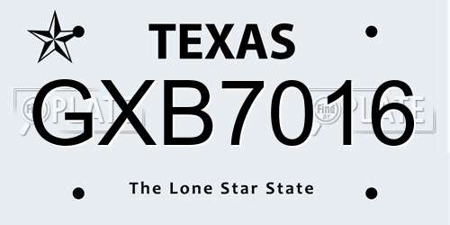 GXB7016 Texas License Plate