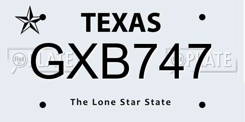 GXB747 Texas License Plate