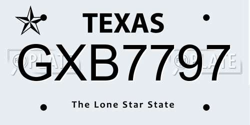 GXB7797 Texas License Plate