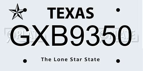 GXB9350 Texas License Plate