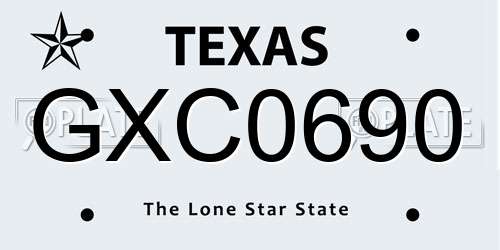 GXC0690 Texas License Plate