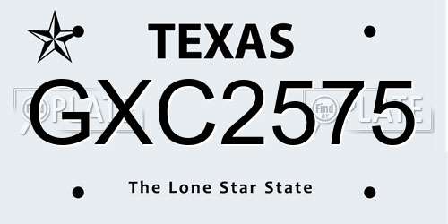 GXC2575 Texas License Plate