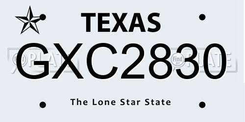 GXC2830 Texas License Plate