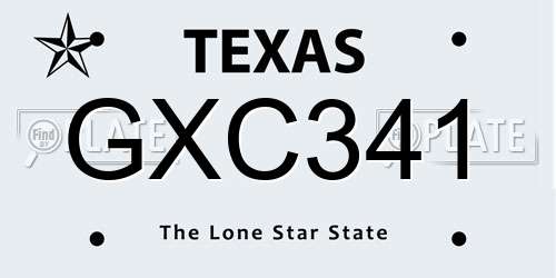 GXC341 Texas License Plate