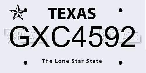 GXC4592 Texas License Plate