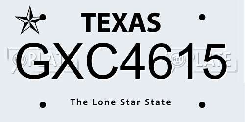 GXC4615 Texas License Plate