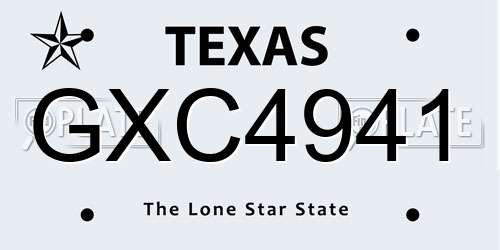 GXC4941 Texas License Plate