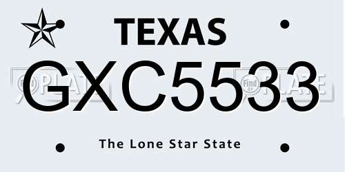 GXC5533 Texas License Plate