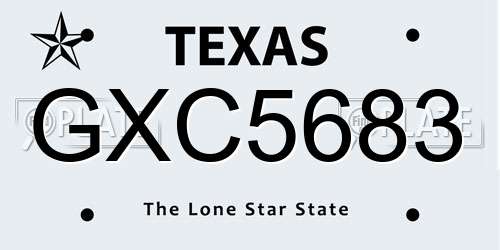 GXC5683 Texas License Plate
