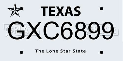 GXC6899 Texas License Plate