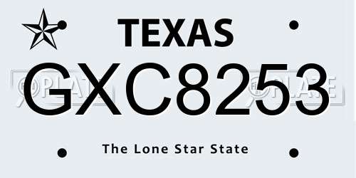 GXC8253 Texas License Plate