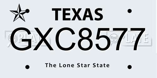 GXC8577 Texas License Plate